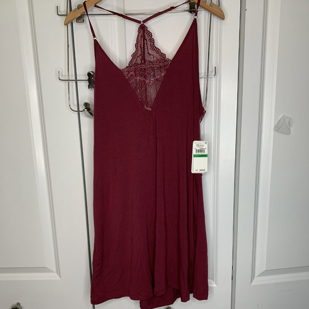 Flora Lace-Trimmed Knit Chemise Nightgown NWT